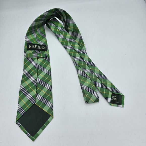 Mens Necktie Ralph Lauren Made in Italy Silk Green Geometric 58 X 3 In Vintage - Picture 3 of 7